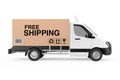 Free Shipping Concept. White Commercial Industrial Cargo Deliver