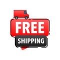 Free shipping delivery. Advertisement Label. Badge with truck. Royalty Free Stock Photo