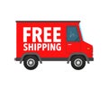 Free shipping delivery. Advertisement Label. Badge with truck. Royalty Free Stock Photo