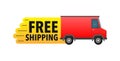 Free shipping delivery. Advertisement Label. Badge with truck. Royalty Free Stock Photo