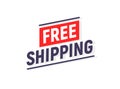 Free shipping delivery banner design. Truck product shipping promotion typography