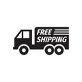 Free shipping delivery car truck concept icon design. Fat speed transport logistic service sign. Vector illustration. Royalty Free Stock Photo