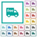 Free shipping flat color icons with quadrant frames