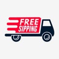 Free shipping icon. Delivery truck isolated on white background. Vector illustration Royalty Free Stock Photo