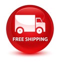 Free shipping glassy red round button Royalty Free Stock Photo