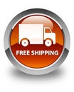 Free shipping glossy brown round button Royalty Free Stock Photo