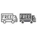 Free shipping line and glyph icon, cargo and transportation, truck sign, vector graphics, a linear pattern on a white Royalty Free Stock Photo