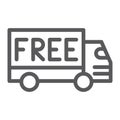 Free shipping line icon, cargo and transportation, truck sign, vector graphics, a linear pattern on a white background. Royalty Free Stock Photo