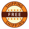 Free shipping. Orange free shipping label icon. Royalty Free Stock Photo