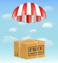 Free shipping package carton box with parachute Royalty Free Stock Photo