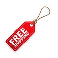 Free shipping price teg. Red Free shipping label.