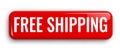 Free Shipping Red Button Isolated on White Royalty Free Stock Photo