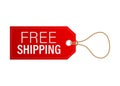 Free shipping red leather label or price tag. Vector stock illustration Royalty Free Stock Photo