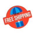 Free Shipping red sign . parcel delivery emblem