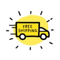 Free shipping truck hand drawn outline doodle icon. Royalty Free Stock Photo