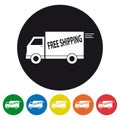 Free Shipping Truck Icons Set - Vector Illustration - Isolated On White Royalty Free Stock Photo