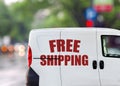 Free shipping, van on city street