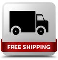 Free shipping white square button red ribbon in middle Royalty Free Stock Photo