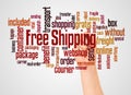Free Shipping word cloud and hand with marker concept Royalty Free Stock Photo