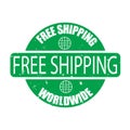 Free shipping wordwide rubber green stamp isolated on white background Royalty Free Stock Photo