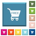 Free shopping cart white icons on edged square buttons Royalty Free Stock Photo