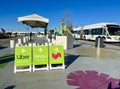 Signs in LAX-it (LA Exit) lot for ride share pickup direct travelers in January 2024 in Los Angeles. Royalty Free Stock Photo