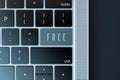 Free. Sign on laptop keyboard. 3D Rendering Royalty Free Stock Photo