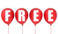 Free sign on red balloons