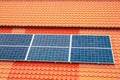 Free solar cells on theroof of the house Royalty Free Stock Photo