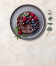 Free space with chocolate cake on light background Royalty Free Stock Photo