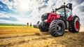 tractor on farm field Royalty Free Stock Photo