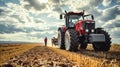 tractor on farm field Royalty Free Stock Photo