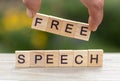 Free Speech taking away concept on wood blocks copy space Royalty Free Stock Photo