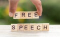 Free Speech taking away concept on wood blocks copy space Royalty Free Stock Photo