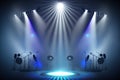 Free stage with lighting and equipment
