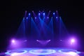 Free stage with lights, lighting devices. Background. Royalty Free Stock Photo