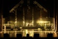 Free stage with lights, lighting devices. on a free srage. Royalty Free Stock Photo