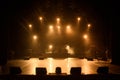 Free stage with lights, lighting devices. on a free srage. Royalty Free Stock Photo