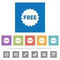 Free sticker flat white icons in square backgrounds