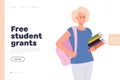 Free student grants on academic degree education programs for landing page design template