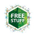 Free Stuff floral plants pattern green hexagon button Royalty Free Stock Photo