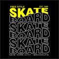 Free style skate board wave effect design typography, vector design text illustration, sign, t shirt graphics, print Royalty Free Stock Photo