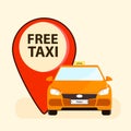 Free taxi illustration with red point in flat style. Vector illustration design