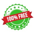 100% FREE text on red green ribbon stamp Royalty Free Stock Photo