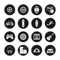 Free Time Or Hobby Icons White On Black Circle Set