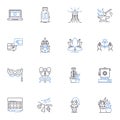 Free time line icons collection. Relaxation, Recreation, Hobbies, Leisure, Indulgence, Fun, Amusement vector and linear