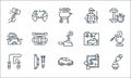 Free time line icons. linear set. quality vector line set such as baking, car, skipping rope, board game, archery, clothes,