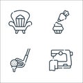 Free time line icons. linear set. quality vector line set such as sewing, golf stick, baking