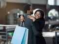 Free time and romantic date of african american couple at mall Royalty Free Stock Photo