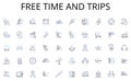Free time and trips line icons collection. Cyberspace, Coding, Blockchain, Virtualization, Encryption, Big data, IoT Royalty Free Stock Photo